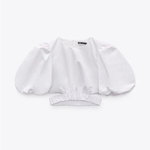 ZARA Poplin Cropped White Shirt